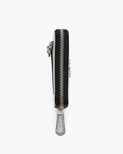 Marc Jacobs The Coated Glitter Everyday Slim Compact Wallet Silver