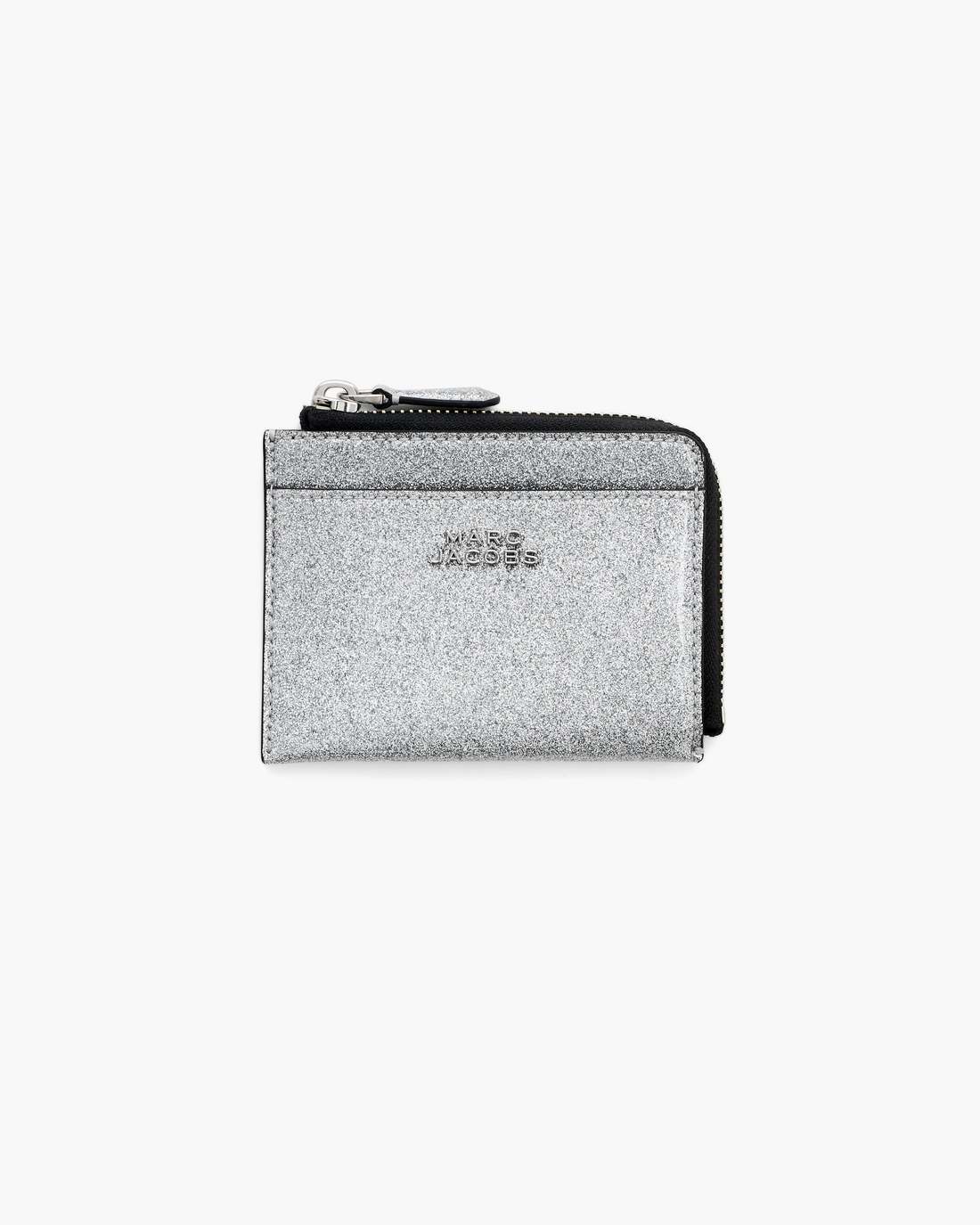 Marc Jacobs The Coated Glitter Everyday Top Zip Wallet Silver