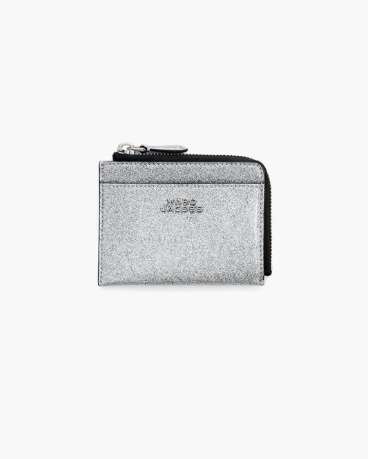 Marc Jacobs The Coated Glitter Everyday Top Zip Wallet Silver