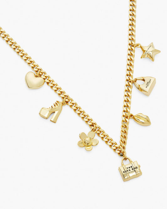 Marc Jacobs The Mini Icon Charm Necklace Light Antique Gold