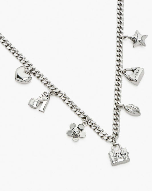 Marc Jacobs The Mini Icon Charm Necklace Light Antique Silver