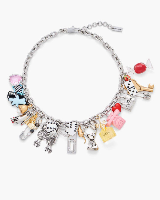 Marc Jacobs The Sticker Charm Statement Necklace Silver Multi