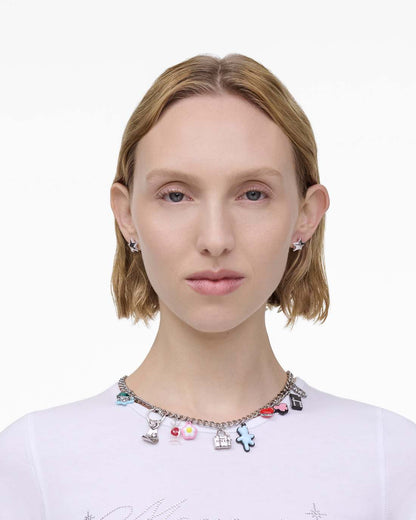 Marc Jacobs The Sticker Charm Necklace Silver Multi