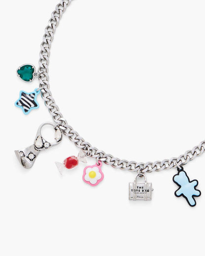 Marc Jacobs The Sticker Charm Necklace Silver Multi