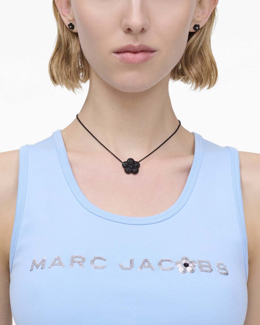 Marc Jacobs The Daisy Pave Necklace Black/Black Crystal