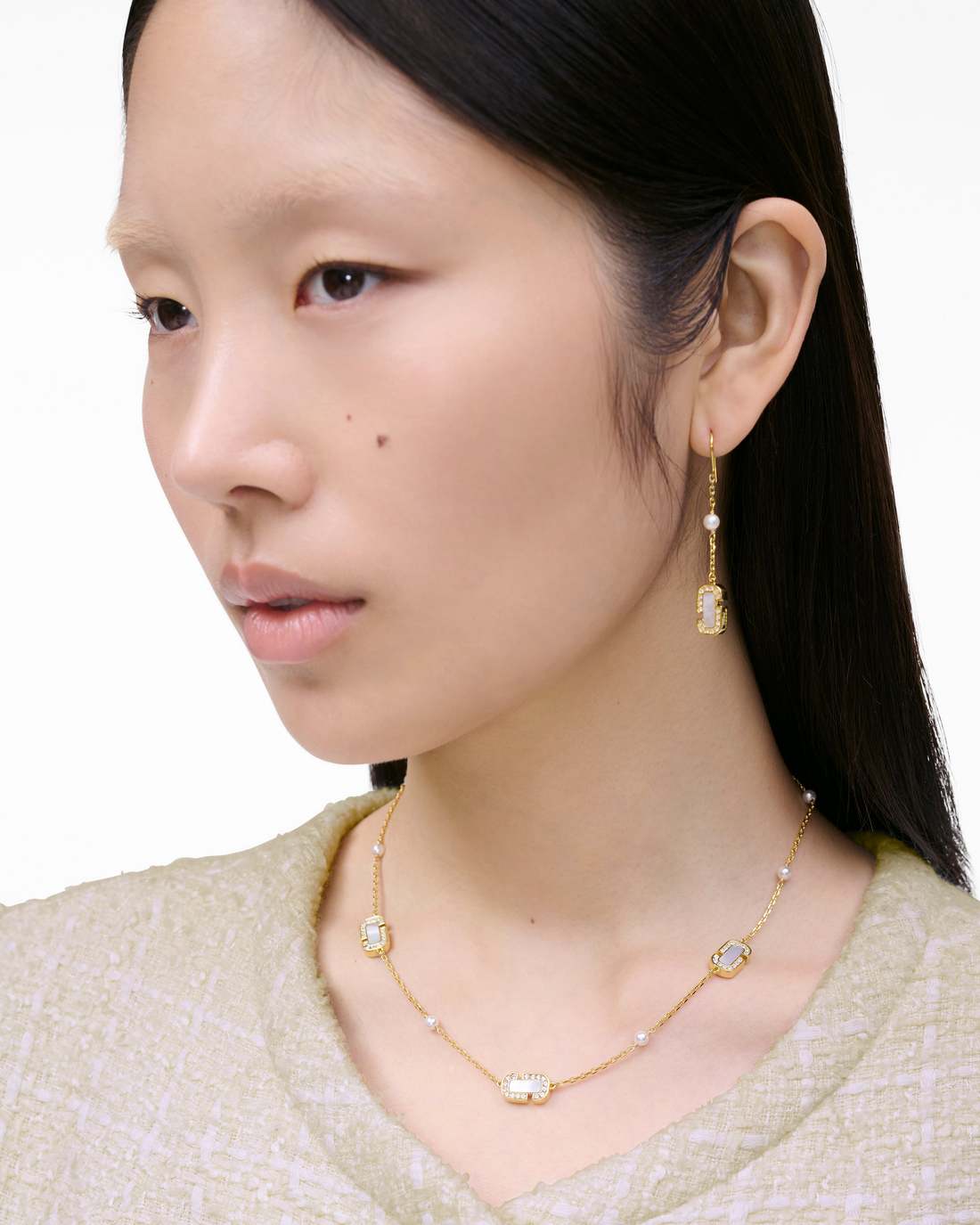 Marc Jacobs The J Marc Luxe Station Necklace Gold/Crystal