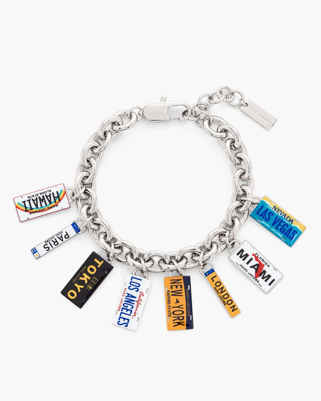 Marc Jacobs The Cities License Plate Charm Bracelet Silver/Multi