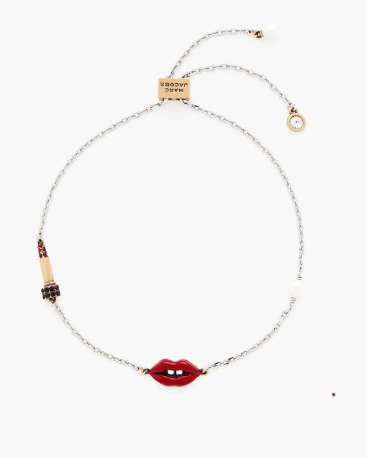 Marc Jacobs The Lips Slider Bracelet Silver/Red