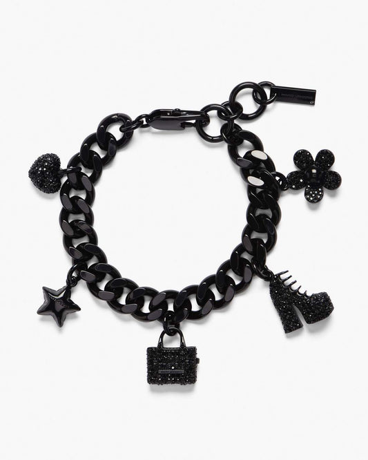 Marc Jacobs The Pave Mini Icon Charm Bracelet Black/Black Crystal