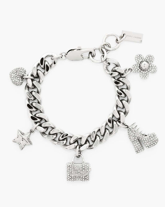 Marc Jacobs The Pave Mini Icon Charm Bracelet Silver/Crystal