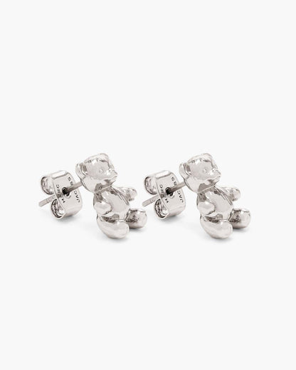 Marc Jacobs The Teddy Bear Stud Earrings Light Antique Silver