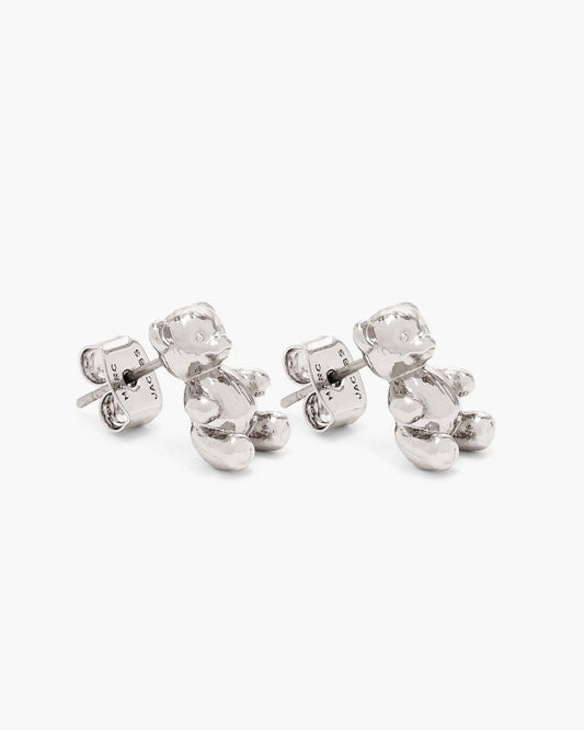 Marc Jacobs The Teddy Bear Stud Earrings Light Antique Silver