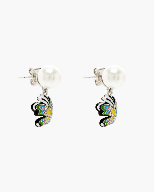 Marc Jacobs Hattie Stewart X Marc Jacobs Butterfly Pearl Earrings Silver/Multi