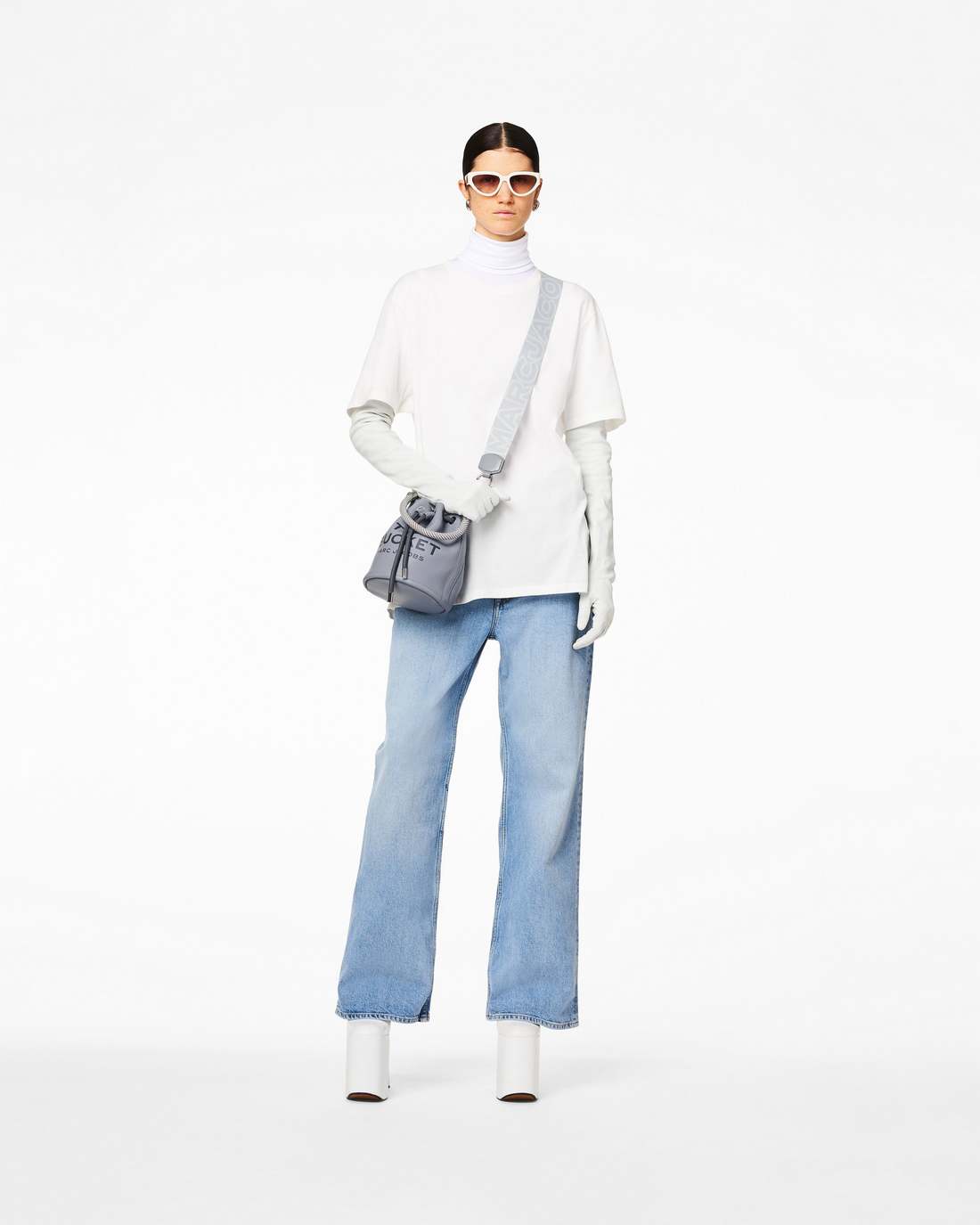 Marc Jacobs The Outline Logo Webbing Strap Wolf Grey Multi