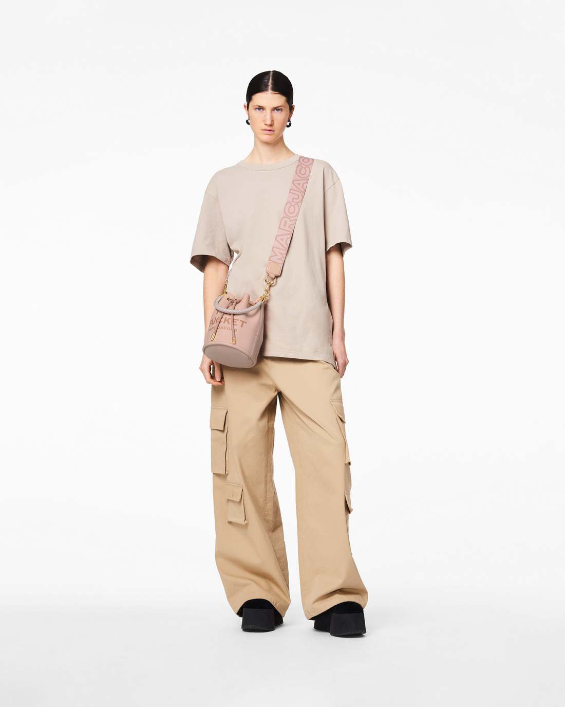 Marc Jacobs The Outline Logo Webbing Strap Rose Multi