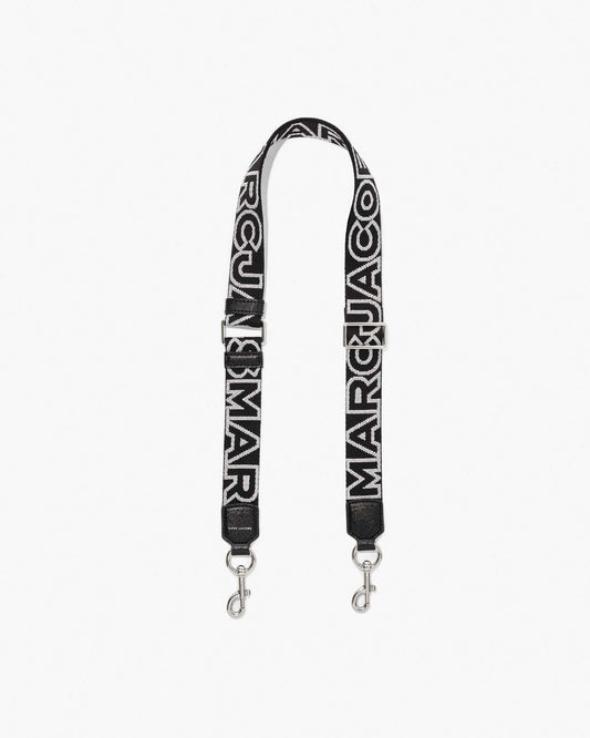 Marc Jacobs The Thin Outline Logo Webbing Strap Black/Silver