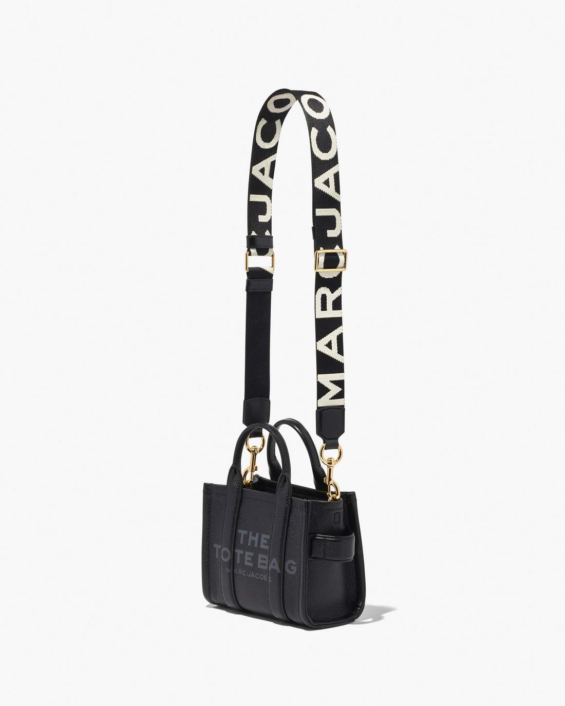 Marc Jacobs The Thin Logo Webbing Strap Black/White