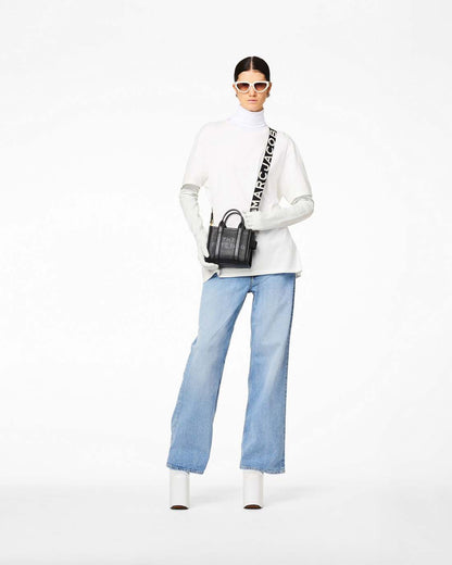 Marc Jacobs The Thin Logo Webbing Strap Black/White