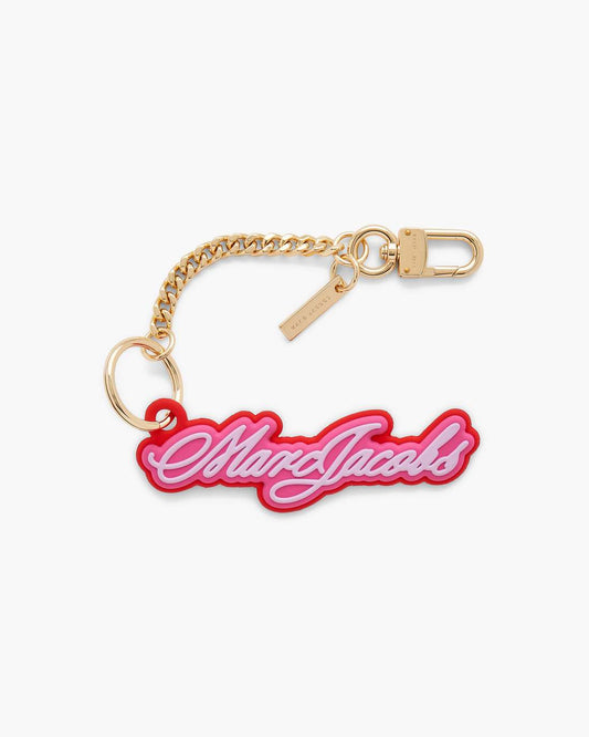 Marc Jacobs The Cursive Logo Bag Charm Bow Pink Multi