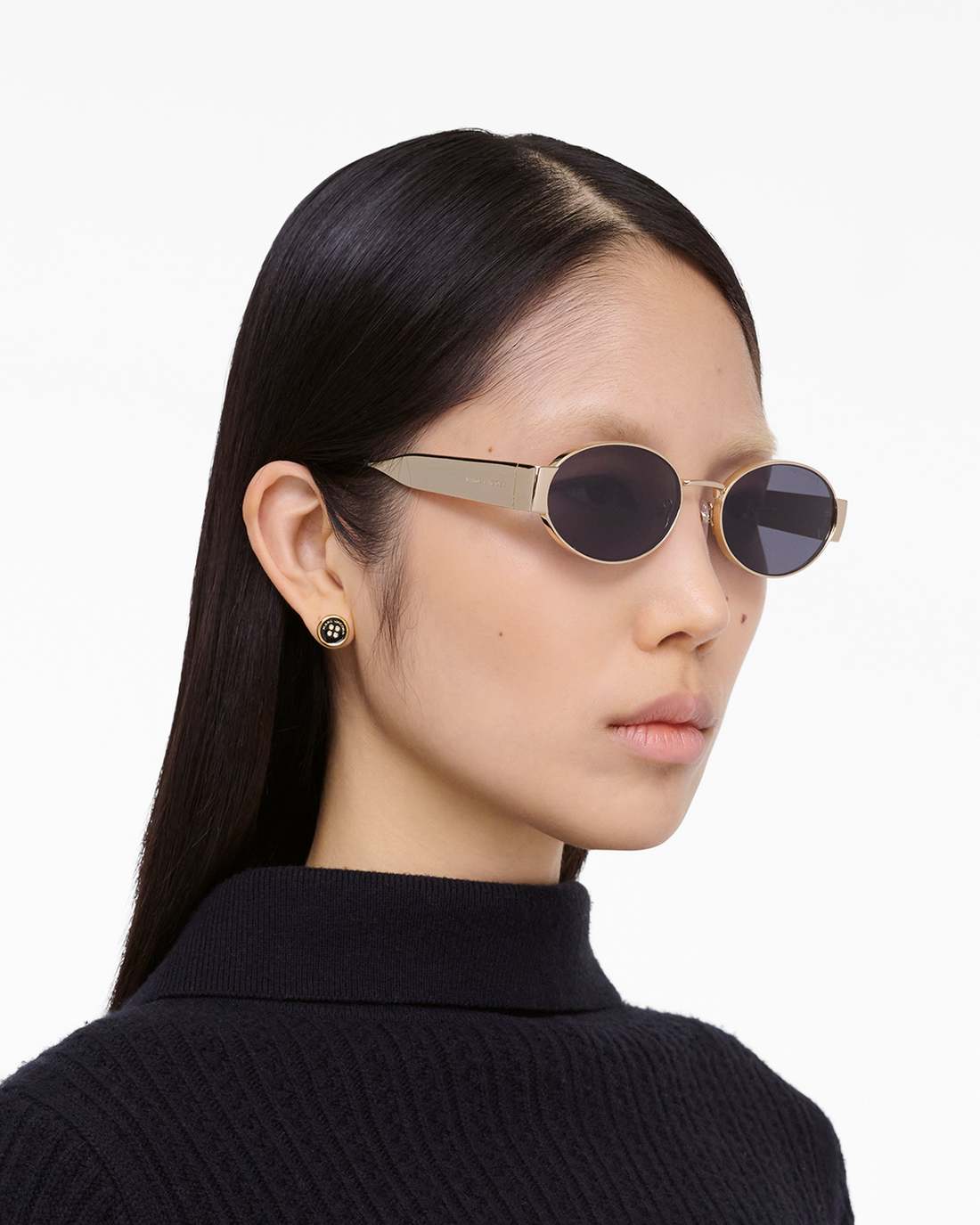 Marc Jacobs The Classic Logo Round Sunglasses Black/Gold