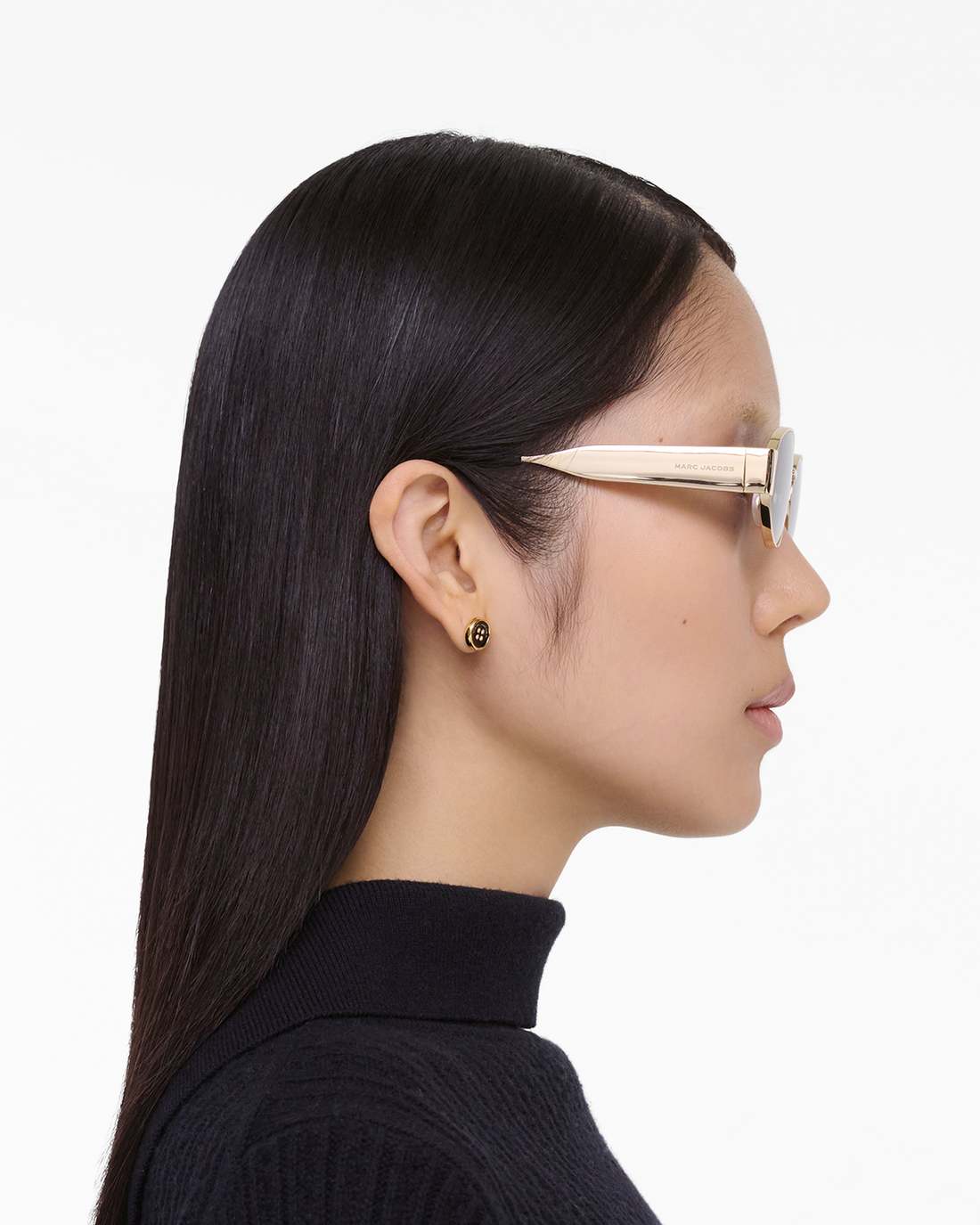 Marc Jacobs The Classic Logo Round Sunglasses Black/Gold