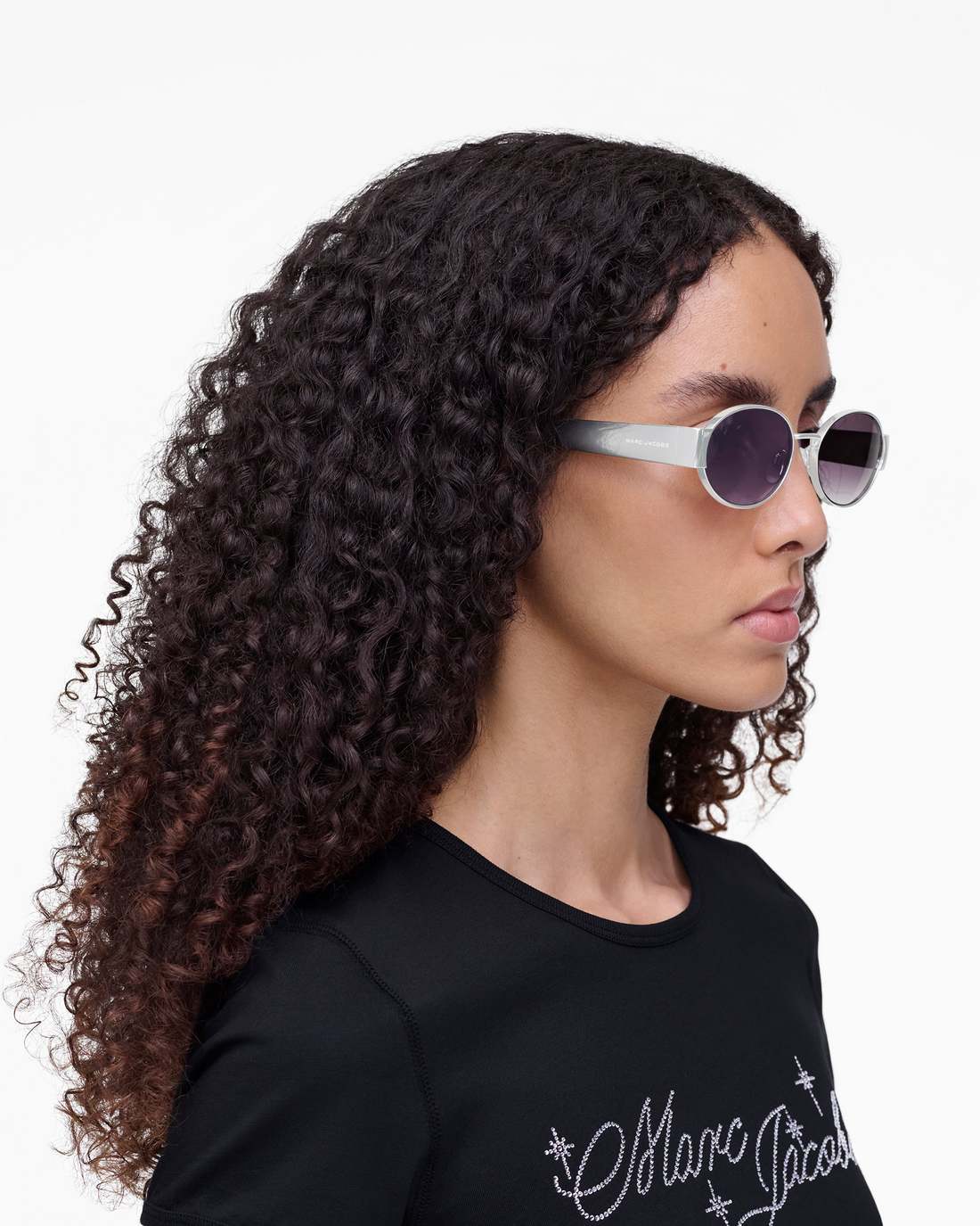 Marc Jacobs The Classic Logo Round Sunglasses Silver