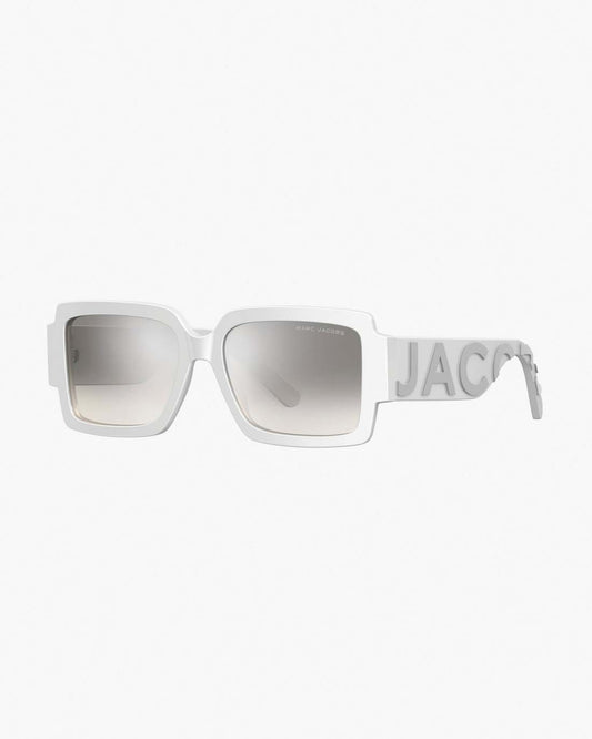 Marc Jacobs The Bold Logo Square Mirrored Sunglasses White/Grey
