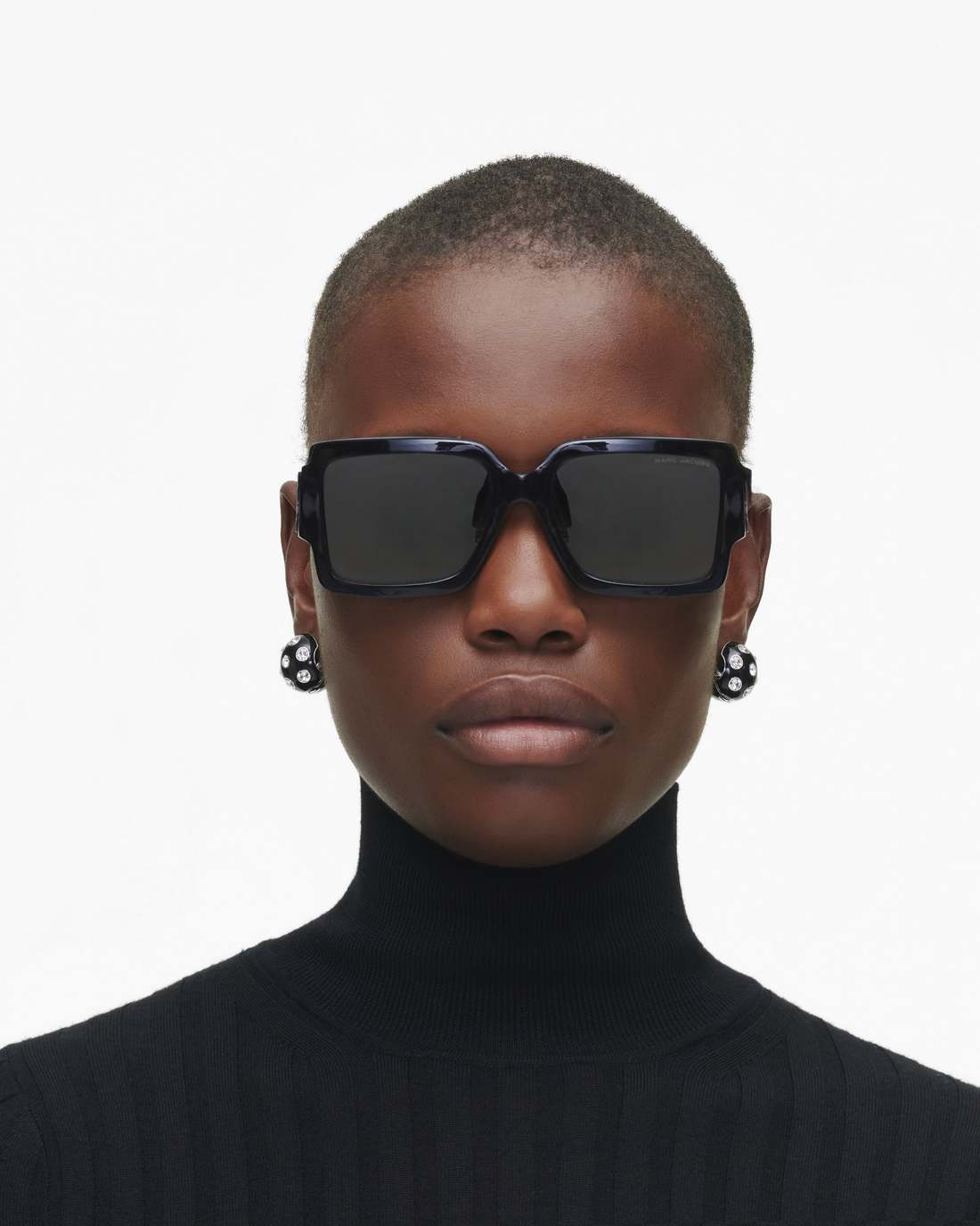 Marc Jacobs The Bold Logo Square Sunglasses Black/White