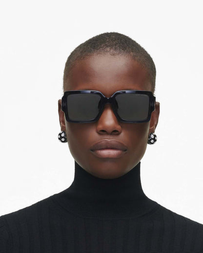 Marc Jacobs The Bold Logo Square Sunglasses Black/White