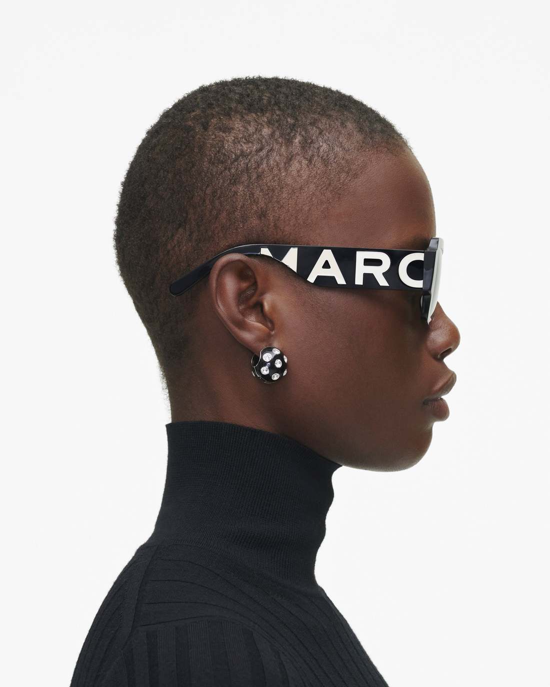 Marc Jacobs The Bold Logo Square Sunglasses Black/White