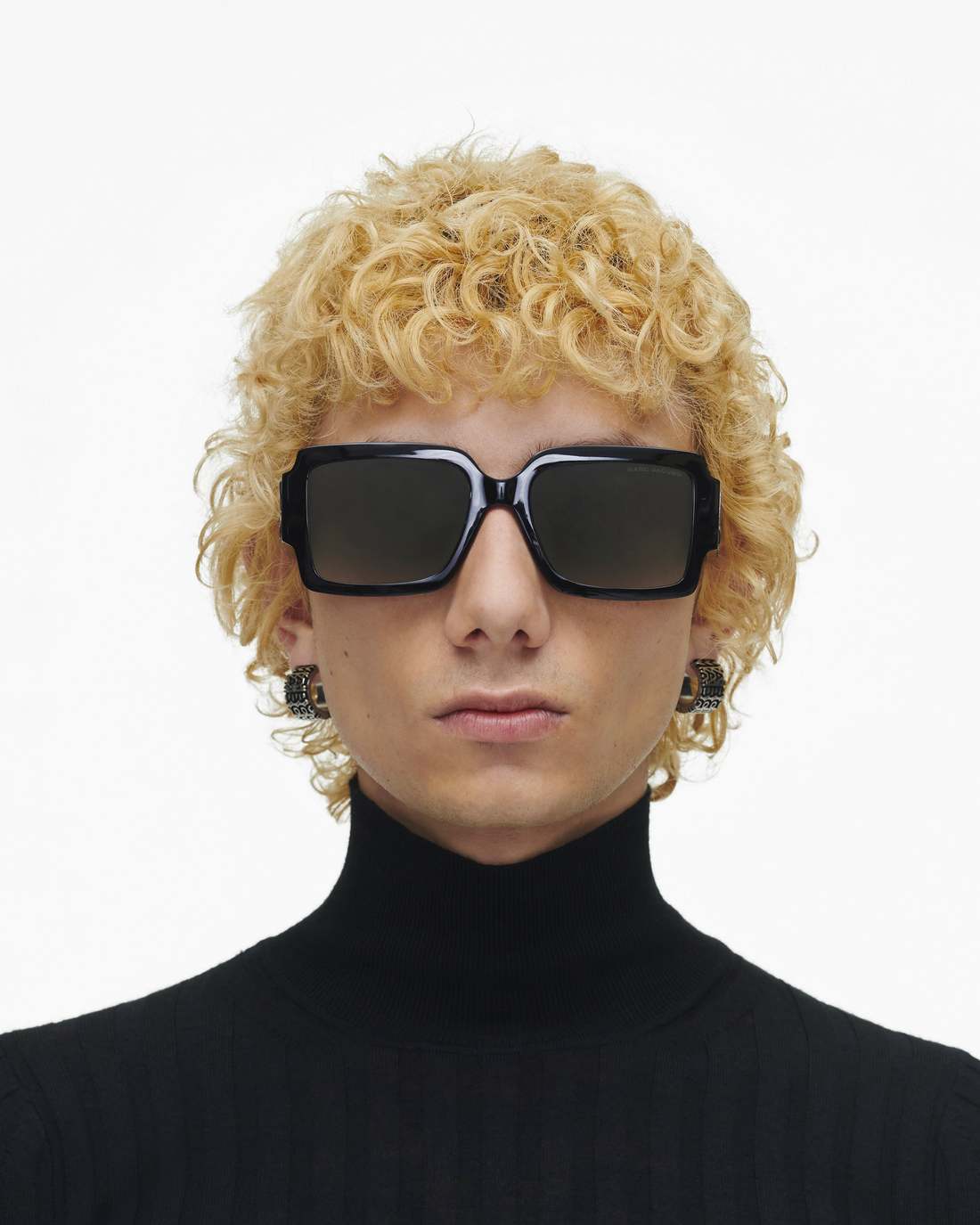 Marc Jacobs The Bold Logo Square Sunglasses Black/White