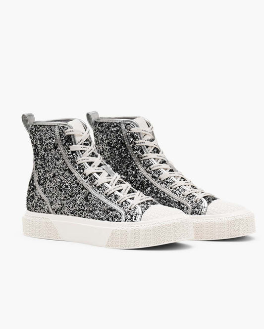 Marc Jacobs The Sequin High Top Sneaker Silver
