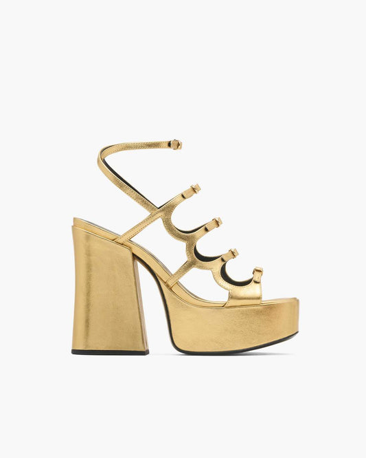 Marc Jacobs The Metallic Leather Kiki Platform Sandal Gold