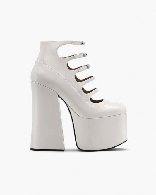 Marc Jacobs The Patent Leather Kiki Ankle Boot White