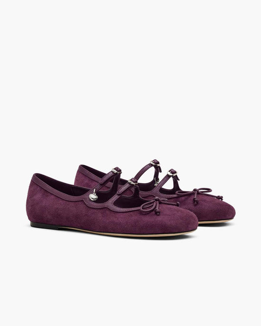 Marc Jacobs The Suede Kiki Ballerina Dark Plum