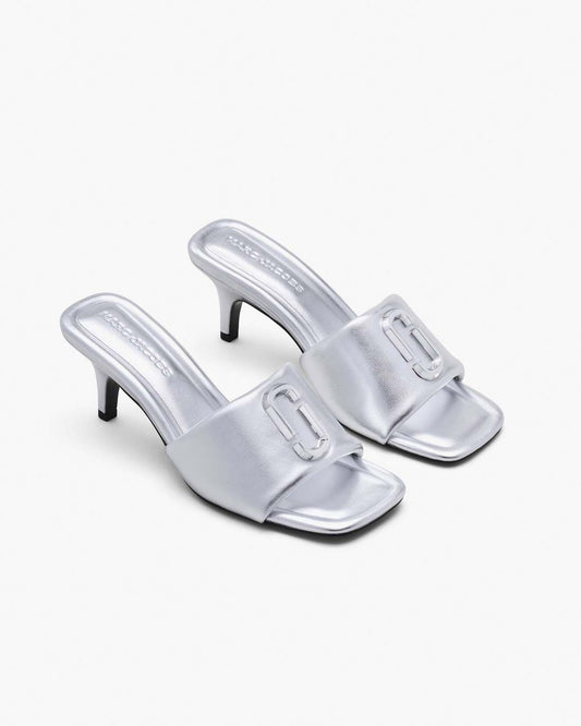 Marc Jacobs The Metallic J Marc Heeled Sandal Silver