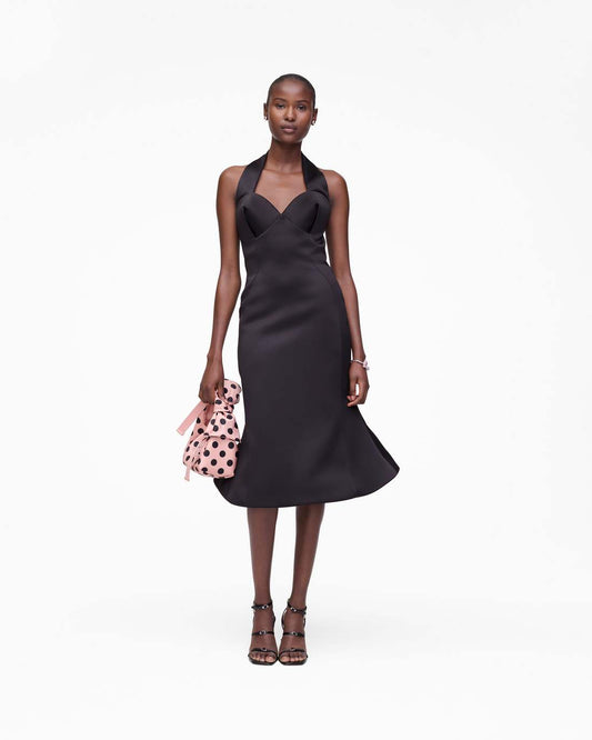 Marc Jacobs Sculpted Satin Halter Dress Black
