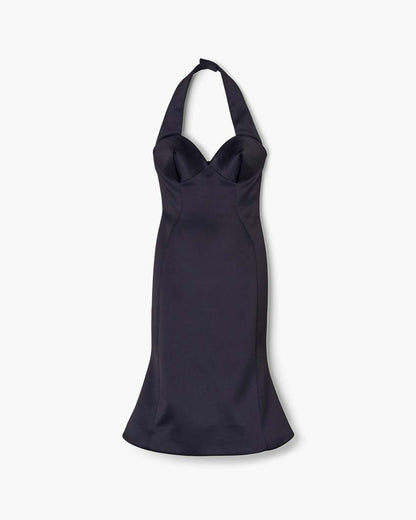 Marc Jacobs Sculpted Satin Halter Dress Black