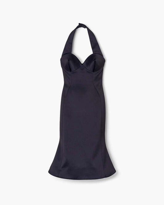 Marc Jacobs Sculpted Satin Halter Dress Black