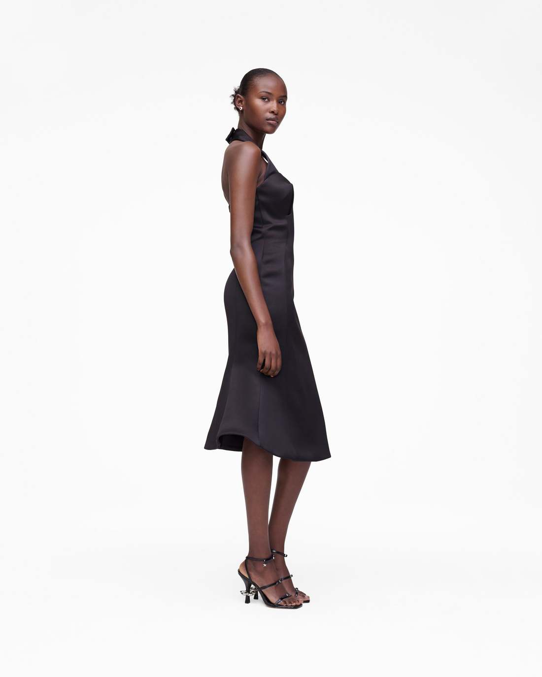 Marc Jacobs Sculpted Satin Halter Dress Black