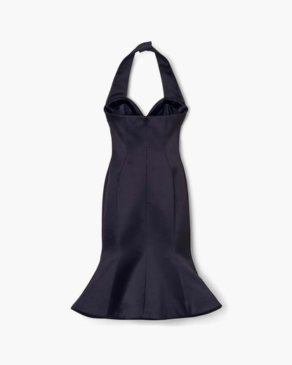 Marc Jacobs Sculpted Satin Halter Dress Black