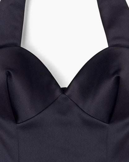 Marc Jacobs Sculpted Satin Halter Dress Black