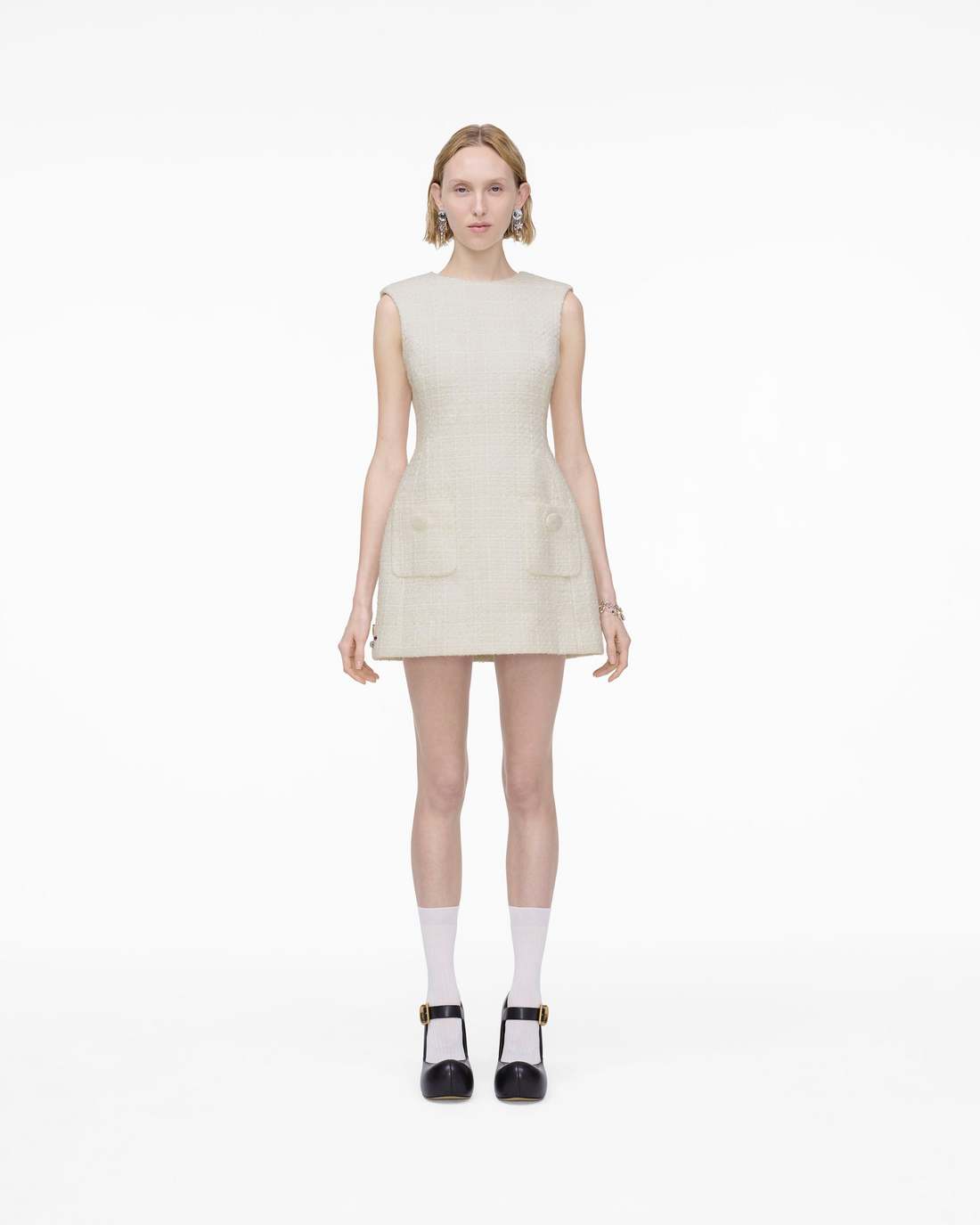 Marc Jacobs Sculptural Tweed Dress Ivory