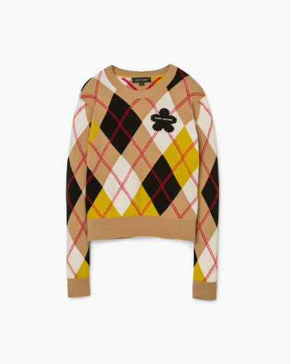 Marc Jacobs Preppy Daisy Argyle Crewneck Joy Yellow Multi