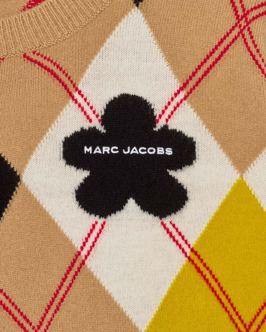 Marc Jacobs Preppy Daisy Argyle Crewneck Joy Yellow Multi