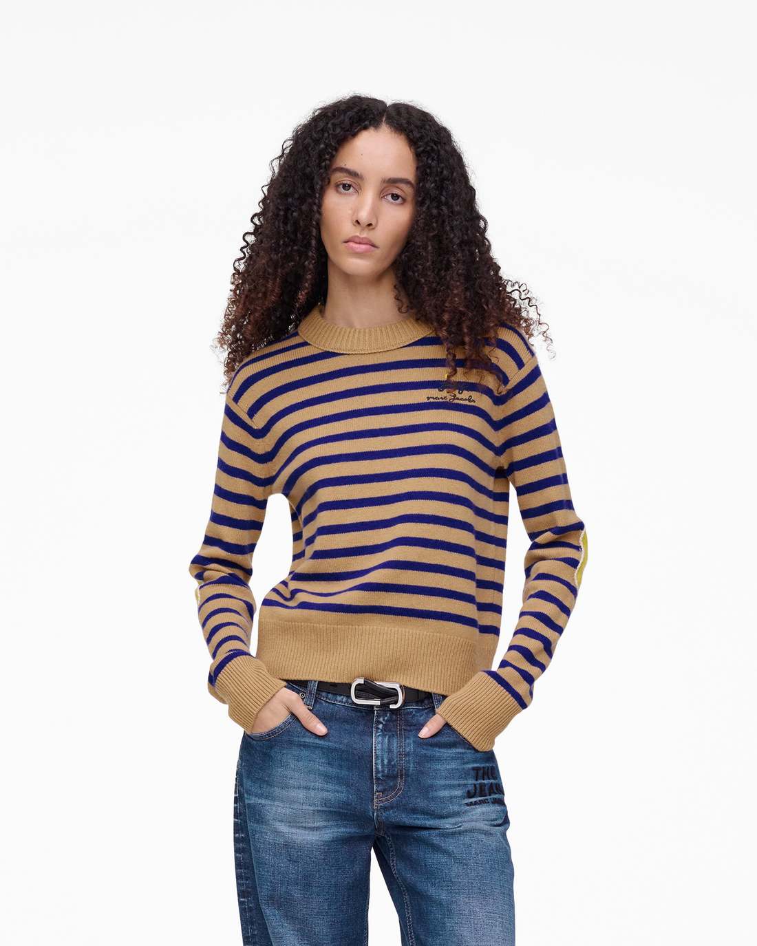 Marc Jacobs Joy Striped Crewneck Camel/Pansy
