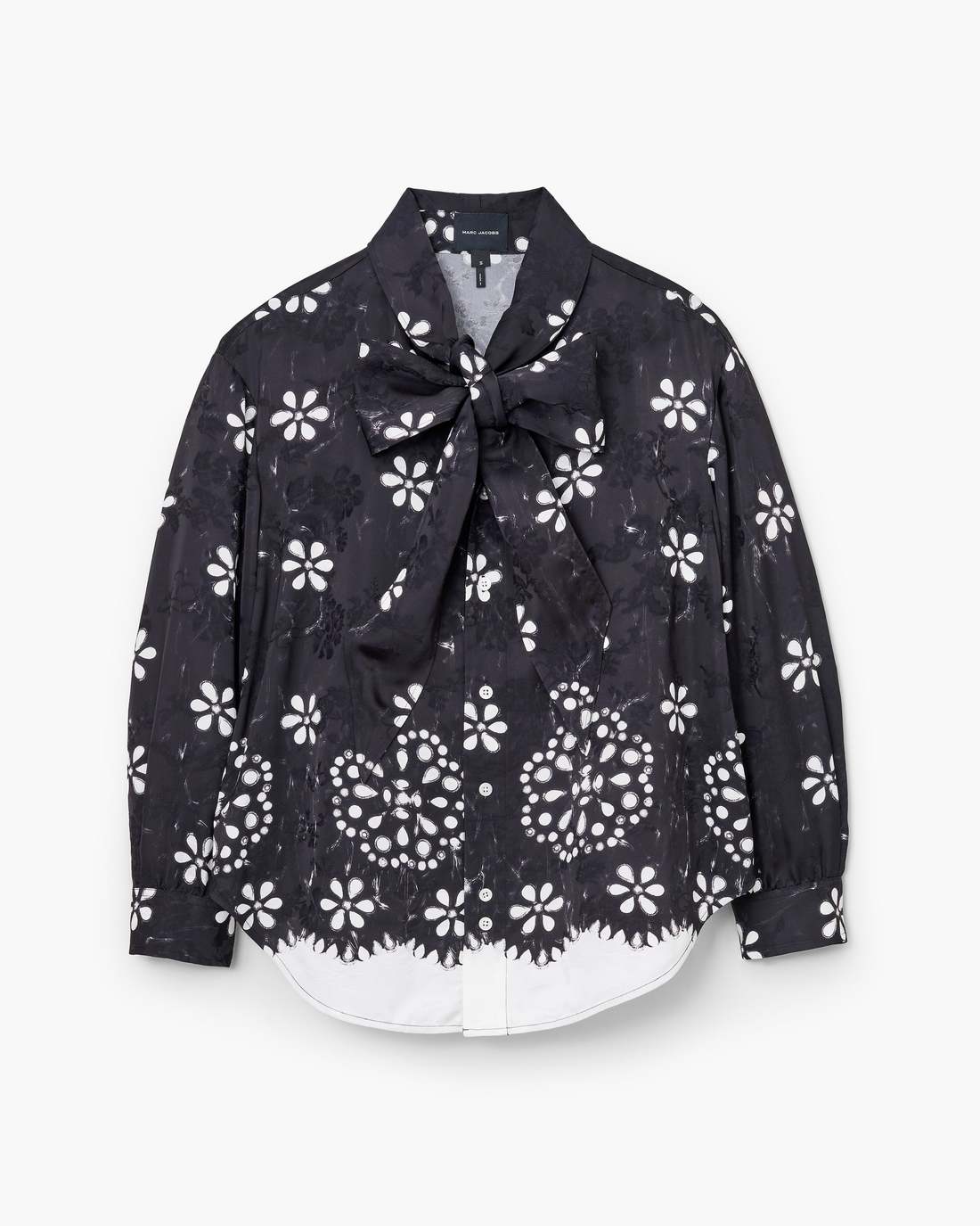 Marc Jacobs Trompe L'Oeil Eyelet Bow Blouse Black/White