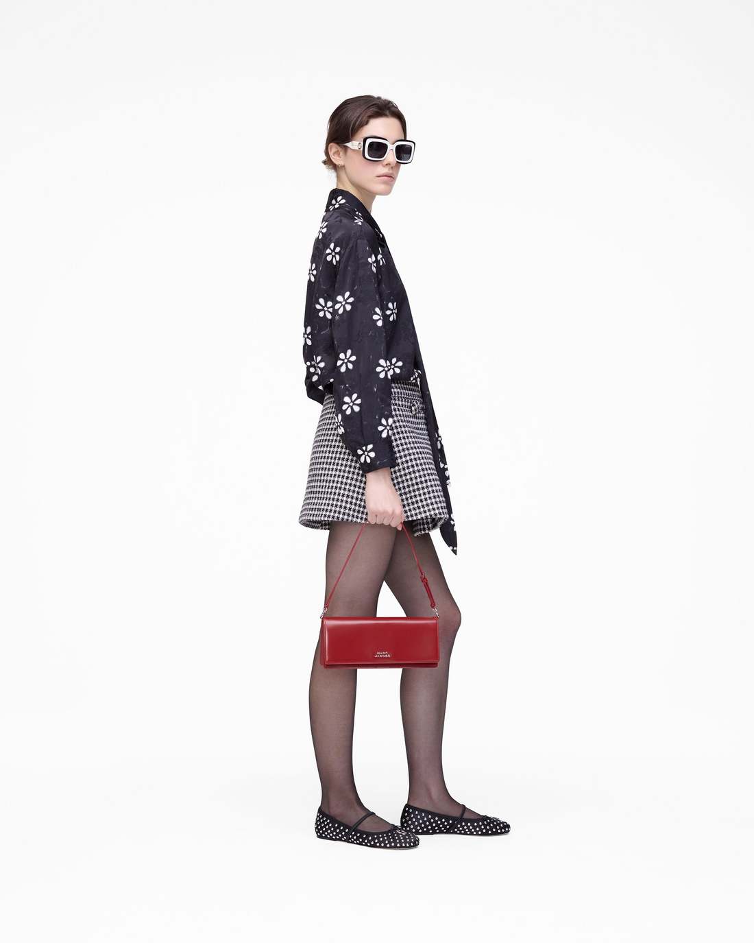 Marc Jacobs Trompe L'Oeil Eyelet Bow Blouse Black/White