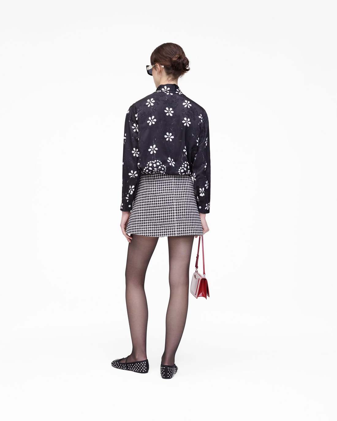 Marc Jacobs Trompe L'Oeil Eyelet Bow Blouse Black/White