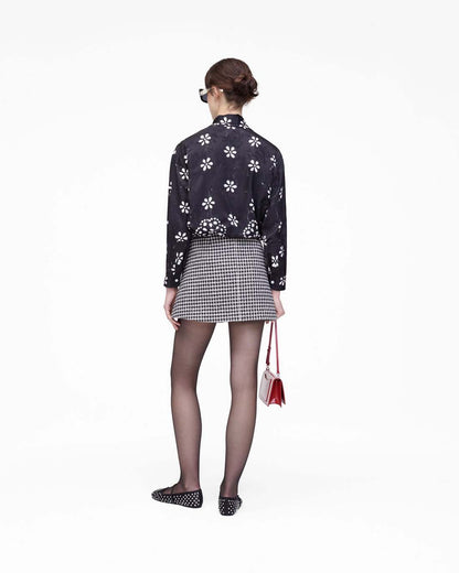 Marc Jacobs Trompe L'Oeil Eyelet Bow Blouse Black/White